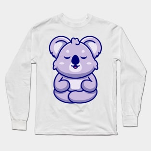 Cute baby koala meditation cartoon Long Sleeve T-Shirt